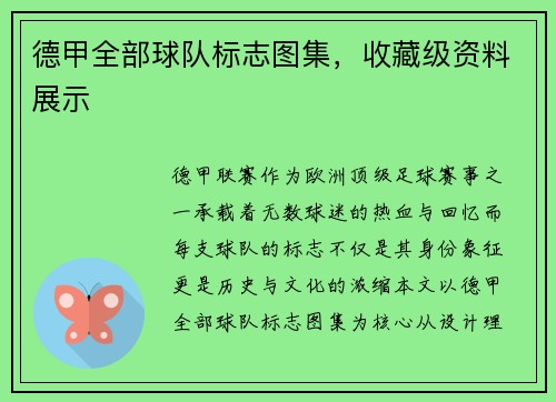 德甲全部球队标志图集，收藏级资料展示
